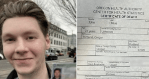 Tyler Chase, Oregon man mistakenly declared dead by the Multnomah County medical examiner office.