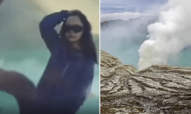 Tourist plunges to her death into active volcano while posing for