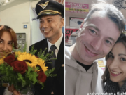 Captain Konrad Hanc LOT Polish Airlines pilot proposes to flight attendant girlfriend mid-flight in front of passengers.
