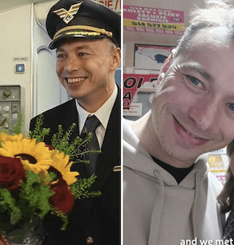 Captain Konrad Hanc LOT Polish Airlines pilot proposes to flight attendant girlfriend mid-flight in front of passengers.