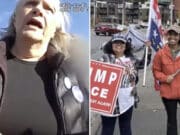 Gina Powell and Mary Jennings, Hispanic MAGA supporters attacked by 82 year old white woman at Edmonds, Washington state rally for Donald Trump.