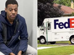 Latavion Lewis FedEx contract worker arrested dumping Christmas packages in the woods to avoid working late amid reports of missing packages