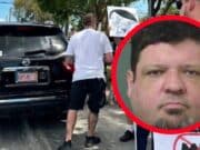 Andrew Dutil, Florida man arrested driving into DOGE protesters at Palm Beach Tesla dealership.