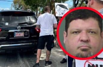 Andrew Dutil, Florida man arrested driving into DOGE protesters at Palm Beach Tesla dealership.