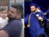 University of Buffalo graduate Jean Paul Al Arab goes on stage with baby son to accept diploma only to be chased by police.