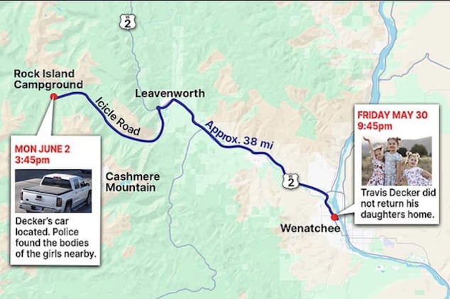 Travis Decker manhunt: Search for military vet dad accused of suffocating to death his Wenatchee daughters intensifies.