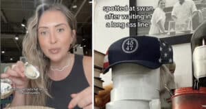 Kat Ensign food influencer shares image of MAGA hat at San Francisco's Swan Oyster Depot.