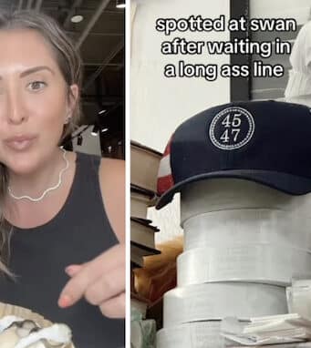 Kat Ensign food influencer shares image of MAGA hat at San Francisco's Swan Oyster Depot.