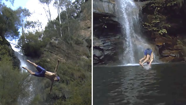 Vali Graham death dive leaves Australian daredevil with skull & spinal injuries after attempting to break record at NSW Blue Mountains waterfall.