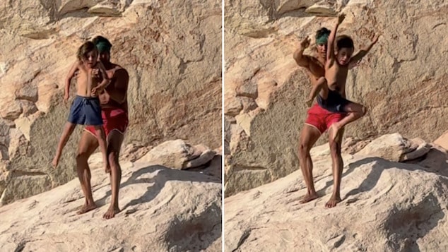 Garrett Gee of the Bucket List Family throws 7 year old son off cliff, explaining this is not ‘parental advice’ to his 3 million Instagram followers