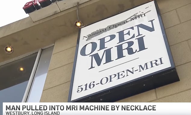61 year old man strangled by his own necklace after getting sucked into MRI machine at Westbury, Long Island while visiting Nassau Open MRI.