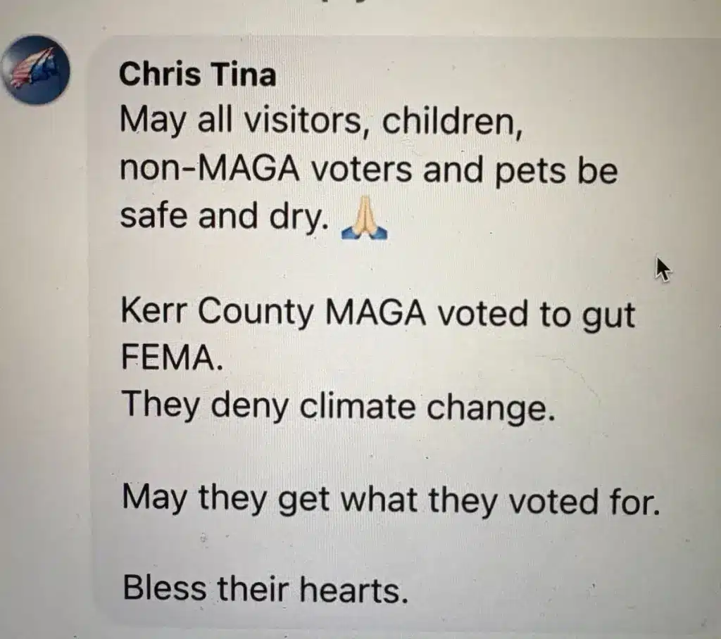 Dr. Christina Propst, Houston pediatrician with Blue Fish Pediatrics, fired for saying Texas flood victims were Trump supporters who got what they voted for.