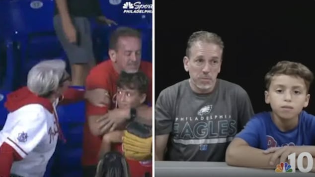 Drew Feltwell, Pennsylvania man explains why he handed home run ball to Phillies Karen, saying he wanted to set moral standard for his son