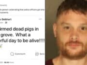 Christopher Gebhart widely condemned on social media after cheering the shooting deaths of 3 York County Police in PA serving warrant.