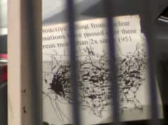 Joshua Jahn car had poster stuck to it showing a map of radioactive fallout across the United States