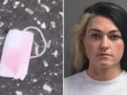 Gabrielle Franze Florida firefighter arrested dumping 75 tampons on ex boyfriend's yard after beginning to date new woman.