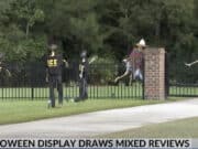 Mobile county Sheriff Paul Burch ICE Halloween display featuring fleeing Mexican skeletons being chased by ICE agents leads to accusations of racism
