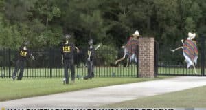 Mobile county Sheriff Paul Burch ICE Halloween display featuring fleeing Mexican skeletons being chased by ICE agents leads to accusations of racism