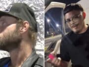 Xavier Martinez Houston man identified as the man filmed pepper spraying homeless man, Jonathan Scarber at Chevron gas station dumpster.