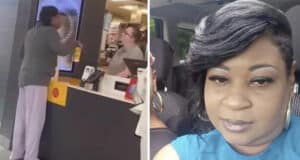 Casharra Brown upset customer throws hot coffee at McDonald’s worker at Saginaw, Michigan, outlet, scalding her as arrest warrant issued