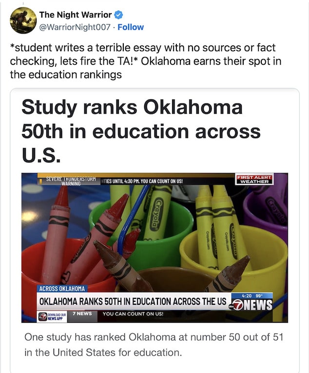 University of Oklahoma teaching assistant fired for failing Christian student on gender essay