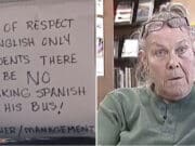 Diane Crawford school bus driver fired over 'Only English' speaking sign.