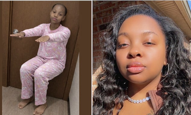 Kiera Williams forces daughter to do squats.