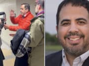 Luke Perez Ohio State University (OSU) professor placed on leave attacking and wrestling camera man during interview with former OSU president, E. Gordon Gee.