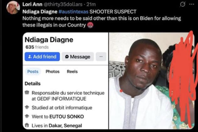 Ndiaga Diagne id as Austin shooter wearing Iranian flag & Allah hoodie