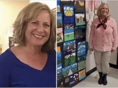 Karen Whitmire Savage Florida art teacher at Barrington Middle School hangs black doll in art class