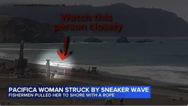 Bae Cadotte, Pacifica, California fisherwoman struck by sneaker wave.
