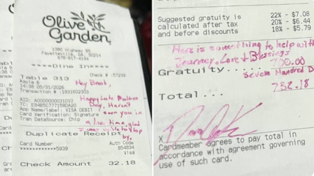 Brook Sykes fired over $700 tip on $30 order at Olive Garden in Fayetteville, Georgia restaurant